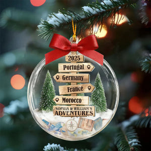 Christmas Ornament Travel Sign Post - Personalized Acrylic Ornament