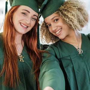 Dainty Graduation Cap Zircon Initial Necklace Gift for Her/Girlfriend/Daughter