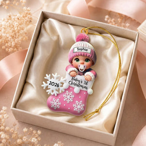 Baby In Christmas Stocking โ Baby's 1st Christmas Personalized Ornament
