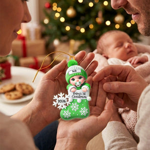 Baby In Christmas Stocking โ Baby's 1st Christmas Personalized Ornament
