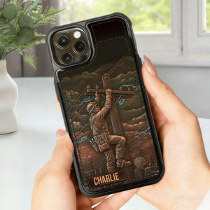 Strongest Lineman - Custom Name Personalized Flip Wallet Phone Case, Gift For Lineman