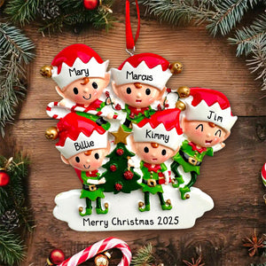 Personalized Elves Elf Family Christmas Ornament