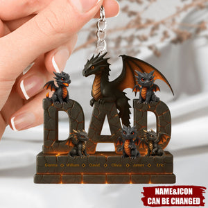 Fire Dragon Dad Acrylic Keychain Personalized Gifts For Dad