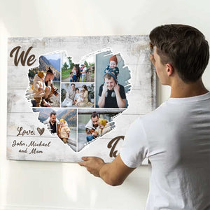 We Love Dad Custom Heart Photo Collage Canvas Poster,Personalized Father’s Day Gift for Dad Papa