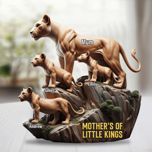 Personalized Lion Mom And Kids Shape Acrylic Block Plaque, Mother's Day Gift For Mom