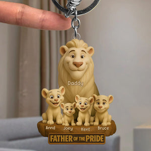 Lion Dad Of The Pride Acrylic Keychain - Personalized Gift For Father
