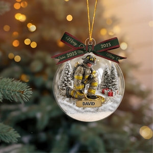 Our Hero Firefighter - Personalized Firefighter Snow Globe Shape Ornament
