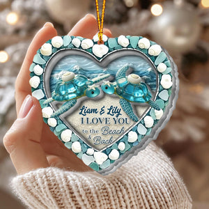 I Love You To The Beach & Back - Turtle Sea Glass Personalized 2-Layer Acrylic Ornament