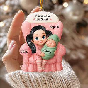 Big Brother, Big Sister And Baby Personalized Christmas Ornament, Baby Announcement Gift