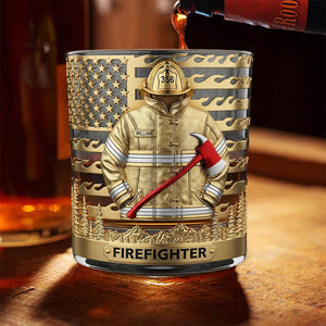 Firefighter Fire Dept, Personalized Whiskey Glass, Gift For Firefighter Retirees and Active Duty