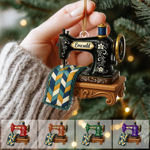 Personalized Sewing Machine Acrylic Ornament, Sewing Lover Keepsake, Crafter Gift