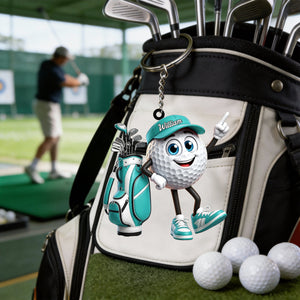 Point Up Personalized Cute Golf Ball Mascot Keychain Gift For Golf Lovers