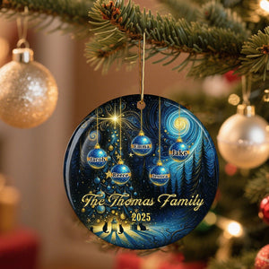 Fantasy Christmas Family Together 2025 - Personalized Ceramic Ornament