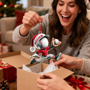 Baseball Catcher Christmas Ornament, Personalized Acrylic Ornament for Baseball Lover