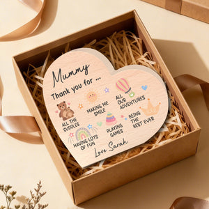 Mummy Gifts From Baby Son Daughter; Personalized Wood Heart Plaque
