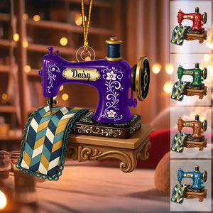 Personalized Sewing Machine Acrylic Ornament, Sewing Lover Keepsake, Crafter Gift