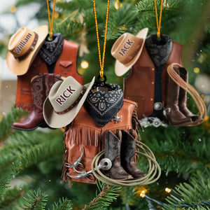 Cowboy Boots and Hat - Personalized Custom Name Ornament, Christmas Gift For Horse lover