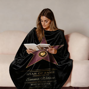 Mom Star Of Fame - Family Personalized Custom Blanket Gift for Mom