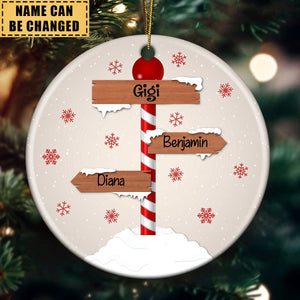 Personalized Christmas Family Sign Ceramic Ornament