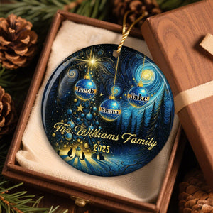 Fantasy Christmas Family Together 2025 - Personalized Ceramic Ornament
