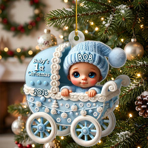 Baby In Carriage โ Baby's 1st Christmas Personalized Ornament