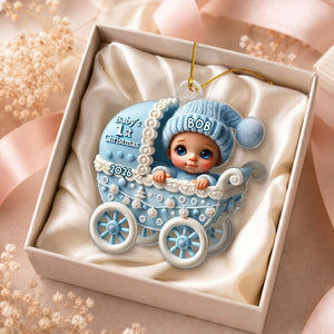 Baby In Carriage โ Baby's 1st Christmas Personalized Ornament