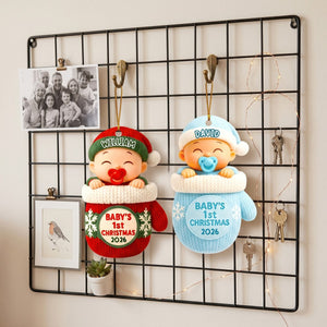 Baby In Glove โ Baby's 1st Christmas Personalized Ornament