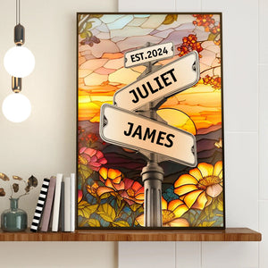 Custom Names Couple Street Sign Personalized Canvas/Poster