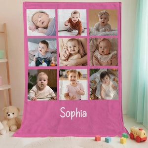 Personalized Photo Collage Blanket , Baby Blanket, Family Blanket