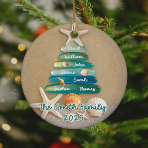 Sea Glass Family Tree - Personalized Ceramic Ornament