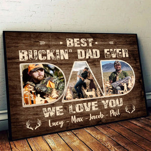 Best Buckin’ Dad Ever Personalized Photo Canvas, Gift for Hunter Dad