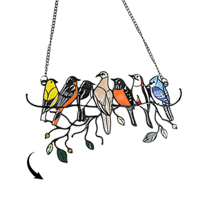 Personalized Family Photo Birds Colorful Window Pendant