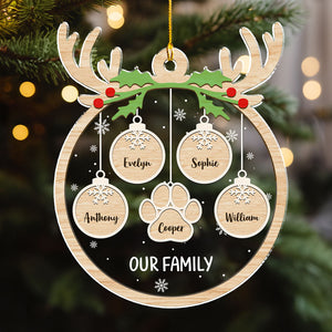 Paw Snowflake Charm Personalized Acrylic Ornament Gift For Family For Pet Lover