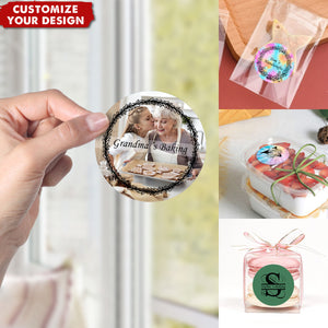 Custom Photo, Garland, Alphabet Design - Personalized Round Decal/Sticker Decorations