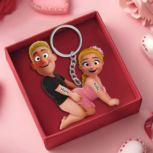 Naughty Personalized Couple Acrylic Keychain - Gifts For Couple