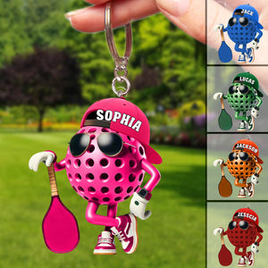Custom Name Pickle Ball Personalized Acrylic Keychain Gift For Pickle Ball Enthusiasts