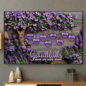 Personalized Grandma Canvas Poster - Celebrate Family Love! 'Grandkids Make Life Grand'