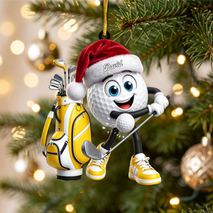 Energetic Swinging Golf Ball Mascot Acrylic Hanging Ornament โ Personalized Gift For Golfers