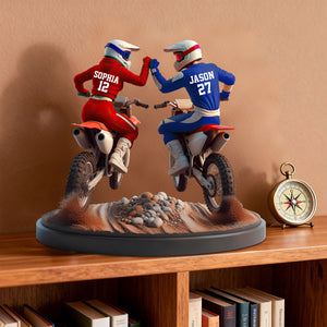 "Ride Together, Stay Together" - Personalized Dirt Bike Couple Acrylic Plaque - Custom Gifts for Moto-Loving Couples