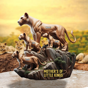 Personalized Lion Mom And Kids Shape Acrylic Block Plaque, Mother's Day Gift For Mom