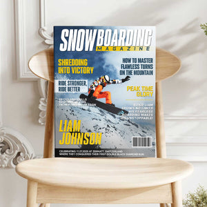Personalized Snowboarding Magazine Cover Canvas, Snowboarding Player Gift, Unique Gifts For Snowboarding Lover