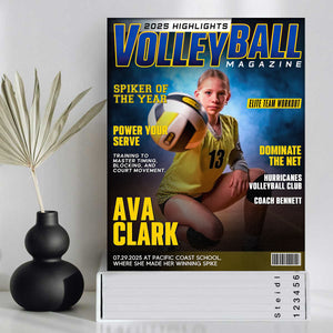Personalized Volleyball Magazine Cover, Custom Sport Magazine Cover, Volleyball Player Gift, Unique Gifts for Volleyball Players, Volleyball Gifts