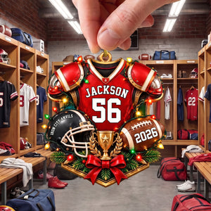 Personalized Football Ornament โ Custom Name & Jersey Number Keepsake | Gift For Kids & Football Players