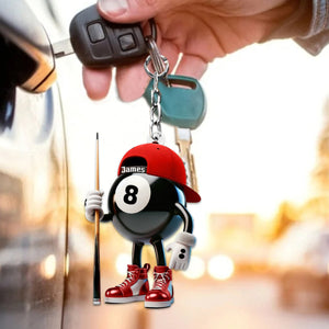 Personalized Name Billiard Keychain, Billiard Lover Gift