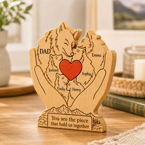 Personalized Wooden Art Puzzle โ "Family First, Pack Forever" โ Father's Day Gift For Dad & Grandpa