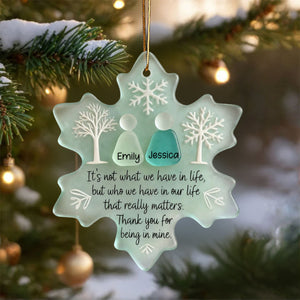 Snowflake-Shaped Sea Glass Friendship - Personalized Custom Acrylic Ornament