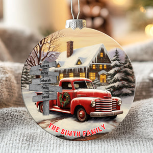 Personalized Gift For Family Farmhouse Truck Christmas Ceramic Ornament