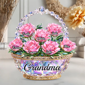Mom Is My Home - Personalized Shining Flower Basket Acrylic Plaque, Gifts For Mom, Grandma