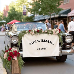 Personalized Family Name Wedding Table Runner, Custom Last Name Sign Banner, Sweetheart Table Decor, Anniversary Gift Idea