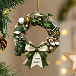 "Golf Lover Dream" โ Personalized Christmas Wreath Ornament | Gift For Golfers